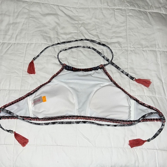 EUC Trippy Boho Halter Swim Top With Tassesls Size Medium (7-9) - Picture 3 of 7